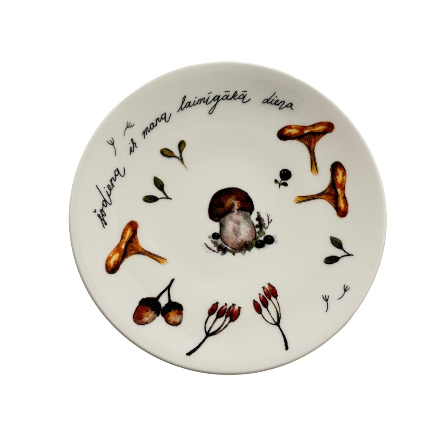 Porcelāna šķīvis ar sēnēm, D21cm