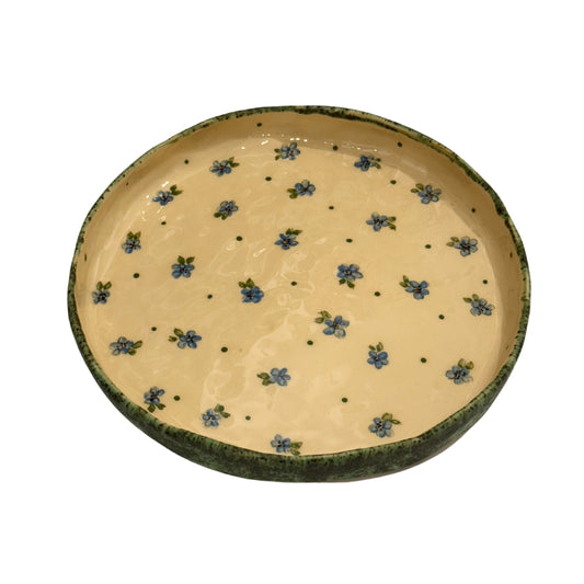 Keramikas šķīvis ar zaļu maliņu, D23,5cm