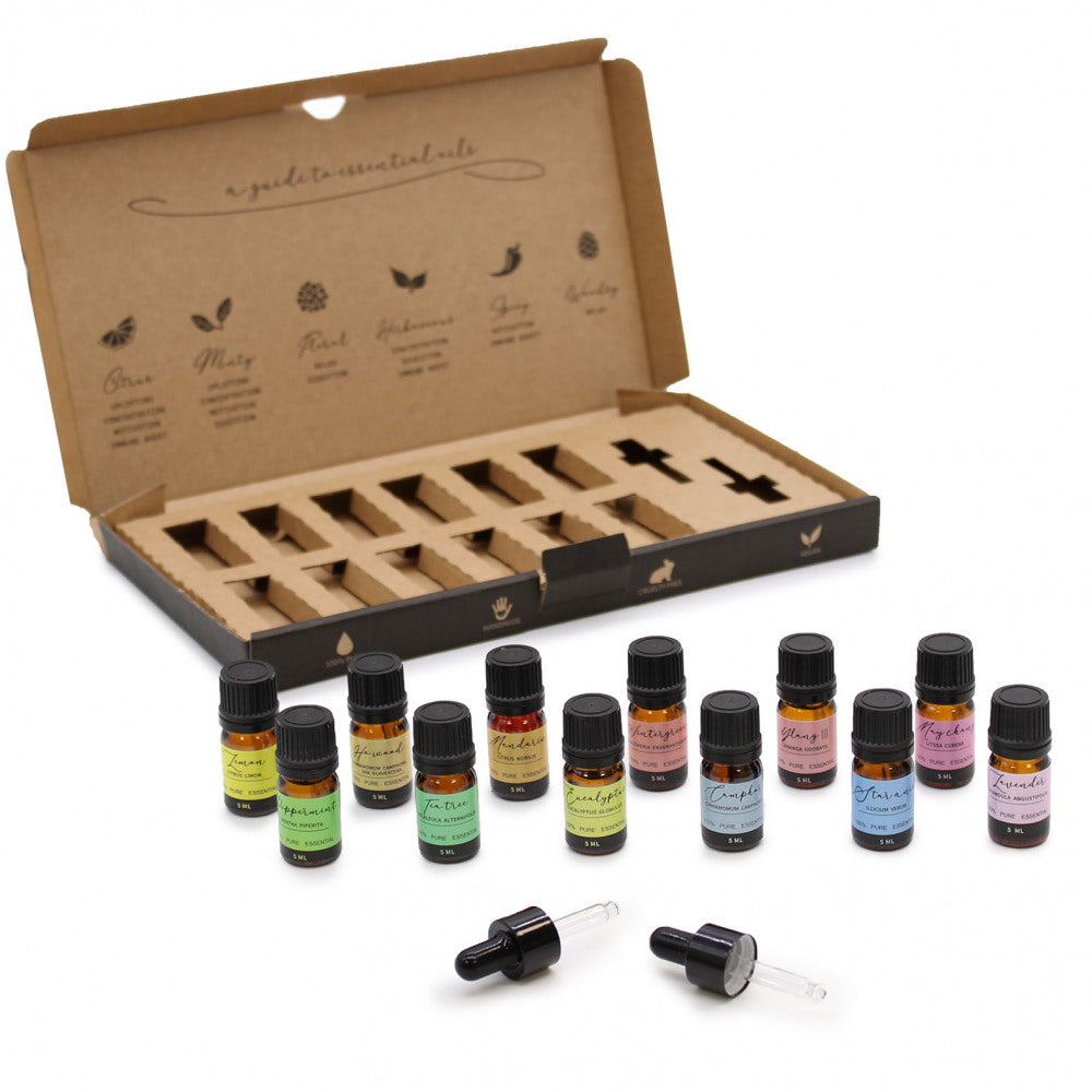 Aromterapijas ēterisko eļļu komplekts 12 gab. 100% roku darbs