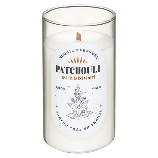French scented candle with wood burner - Patchouli
