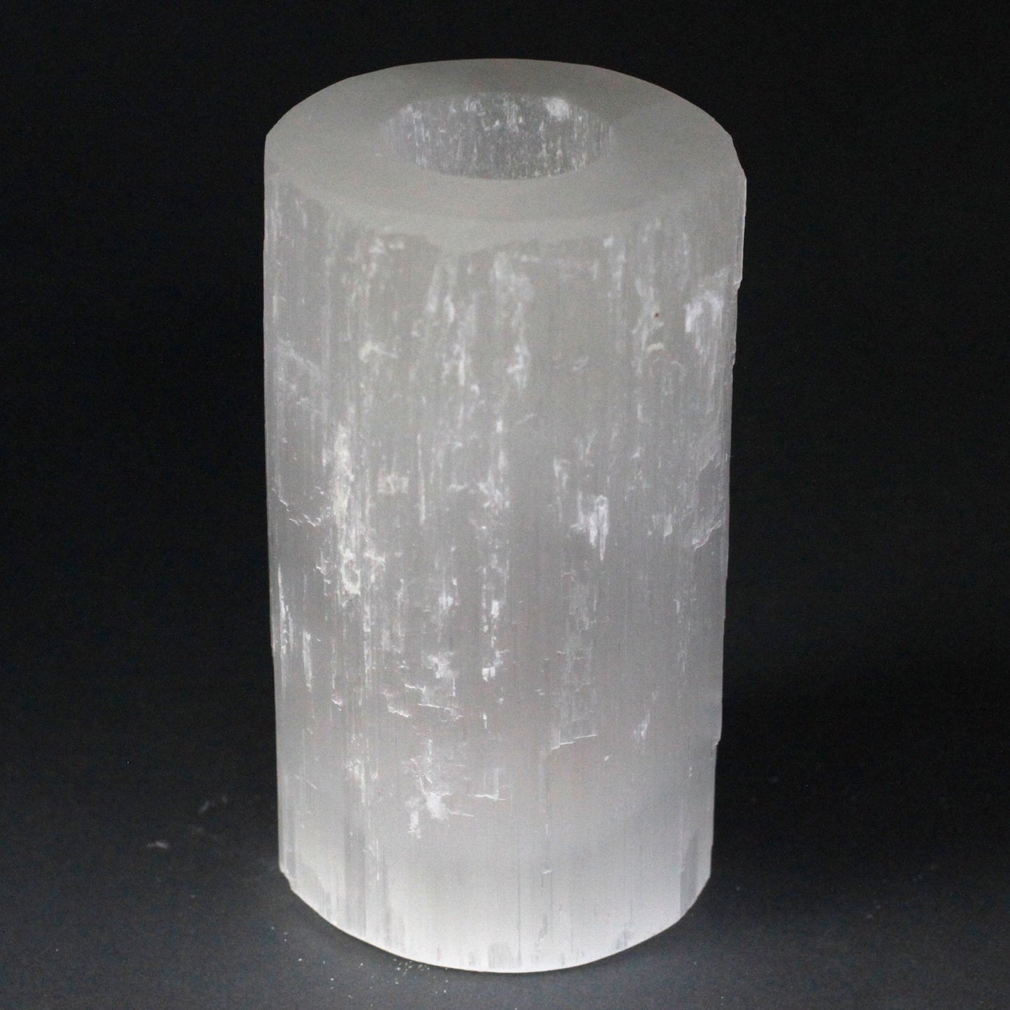 Selenite crystal candlestick - Cylinder, 15cm