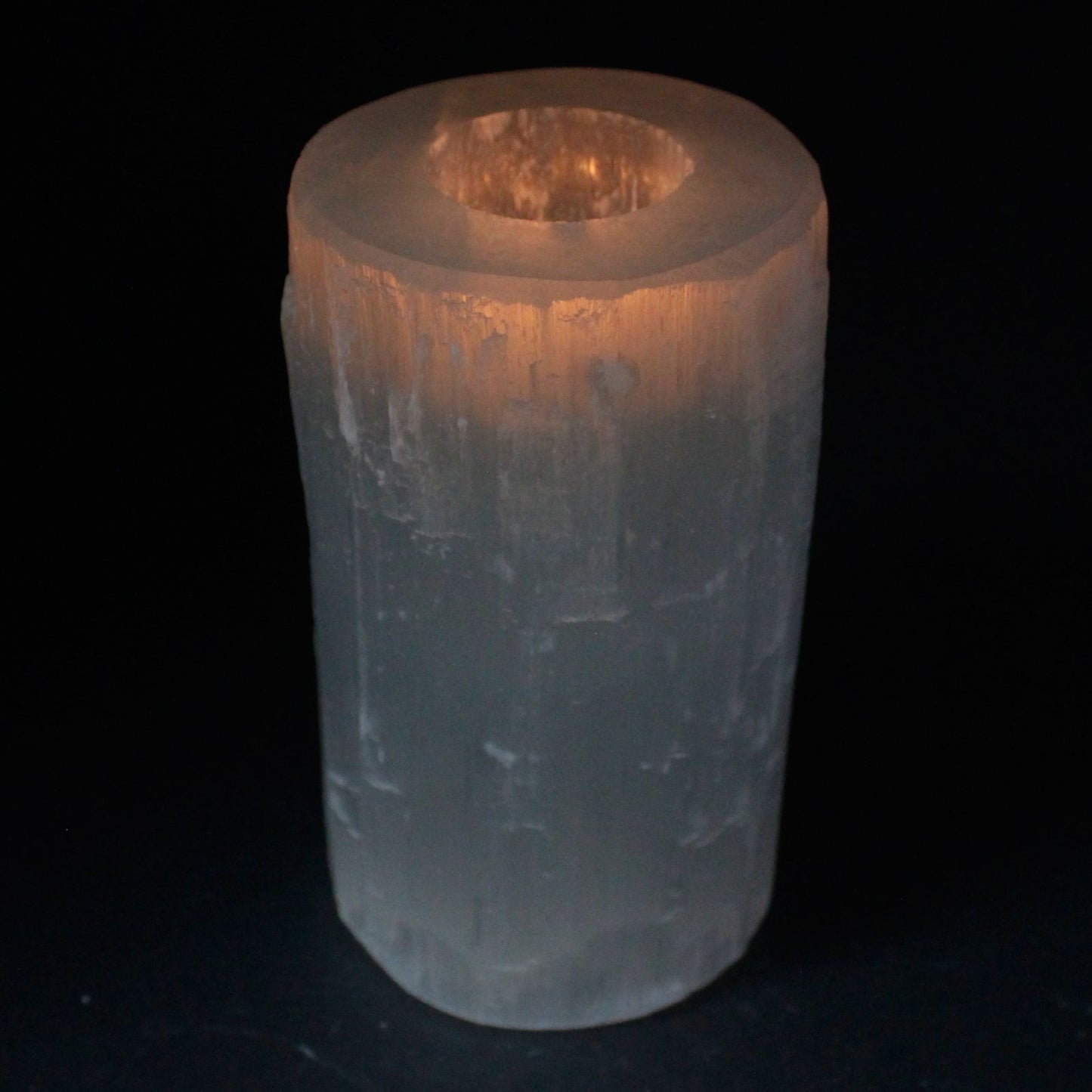 Selenite crystal candlestick - Cylinder, 15cm