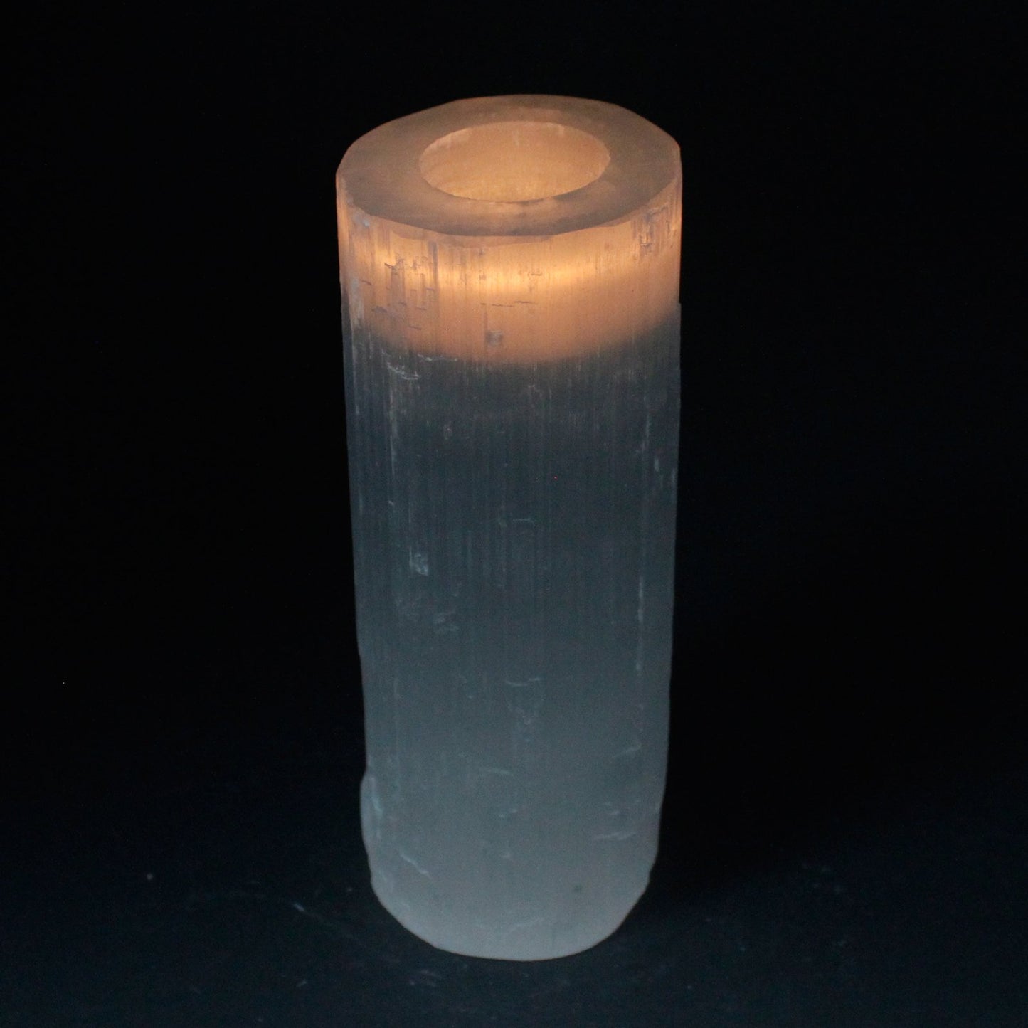 Selenite crystal candlestick - Cylinder, 20cm