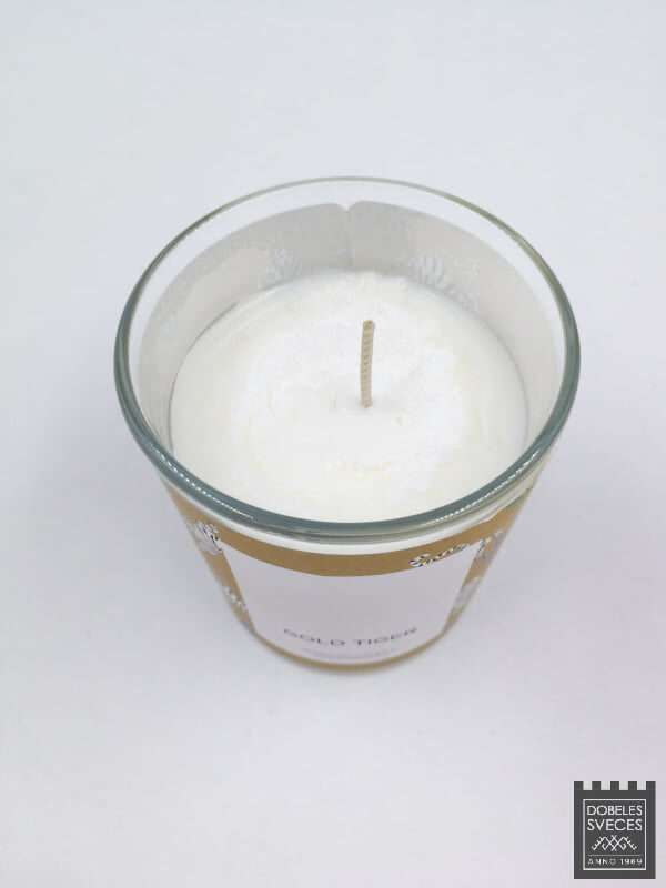 Rapeseed wax candle "GOLD TIGER" with gingerbread aroma