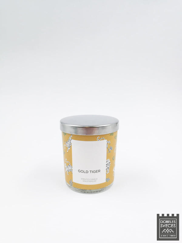 Rapeseed wax candle "GOLD TIGER" with gingerbread aroma