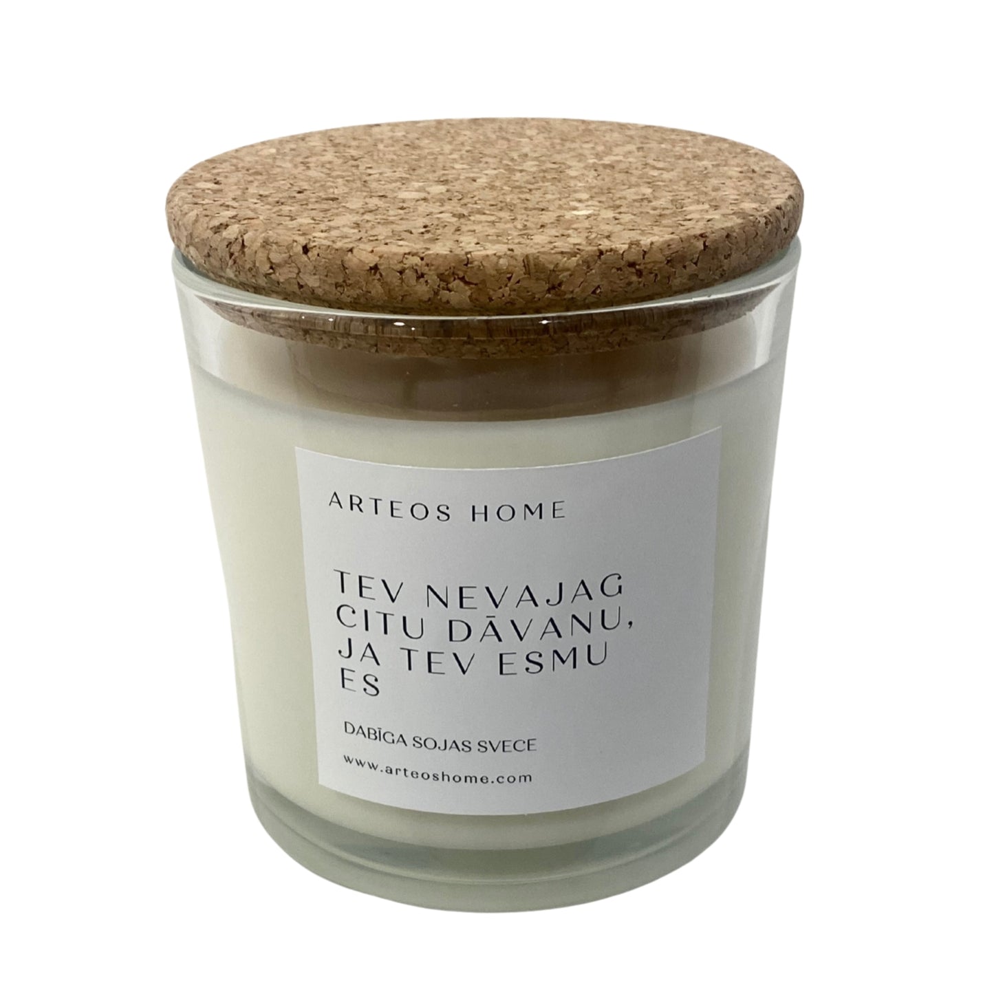 Arteos Home soy candle with a story