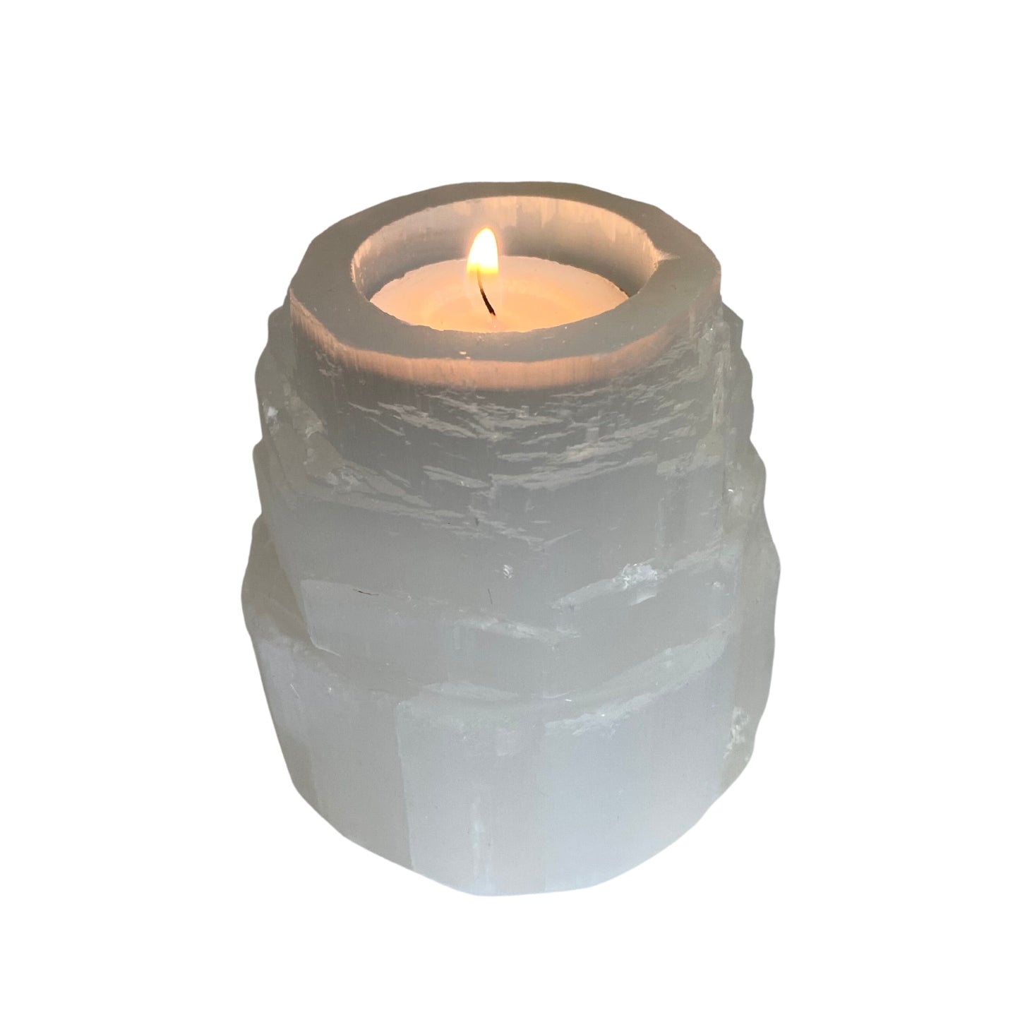Selenite crystal candle holder
