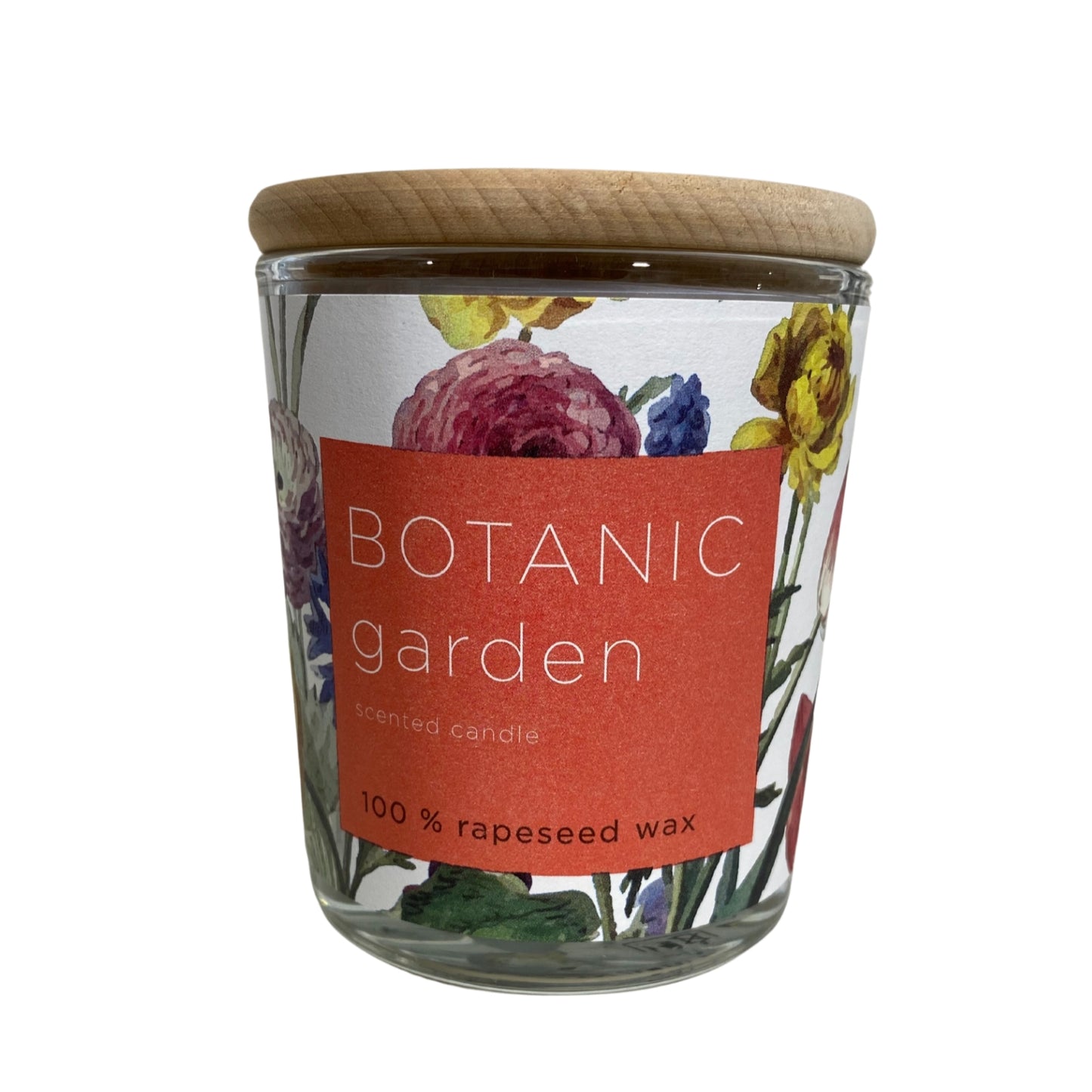 "BOTANIC" sērijas 100% rapša vaska svece "DĀRZS" ar ziedu aromātu