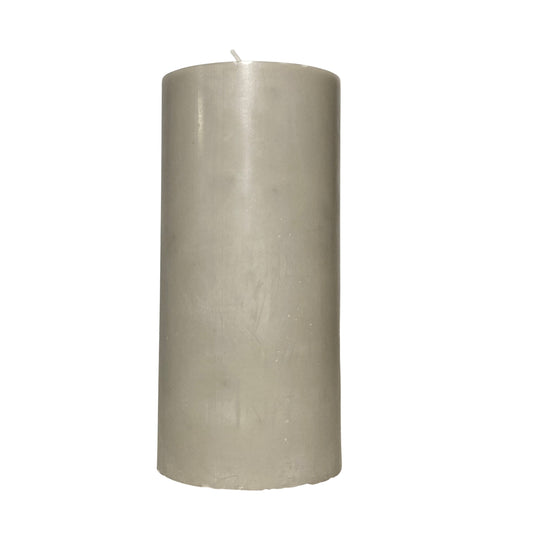 Cast stearin cylindrical candle - LIGHT GRAY H15cm