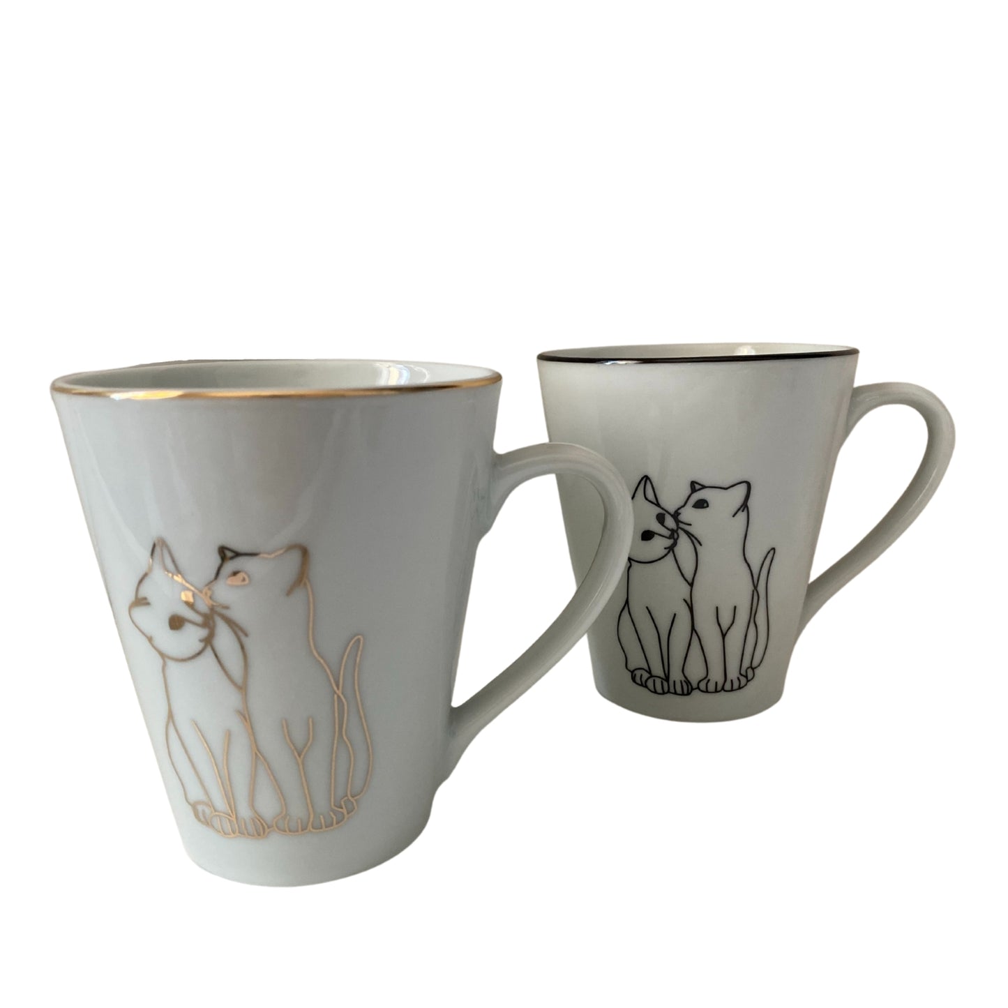 Ceramic mug - two cats, gold, 300ml