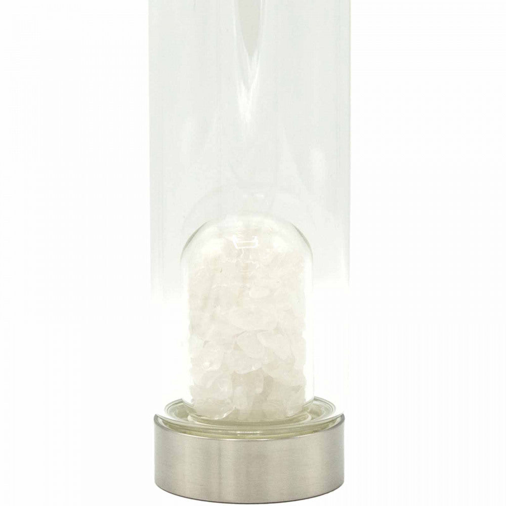 Glass water bottle with quartz crystals, 500ml